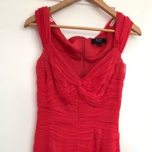 Bright coral Tadashi Shoji cocktail dress